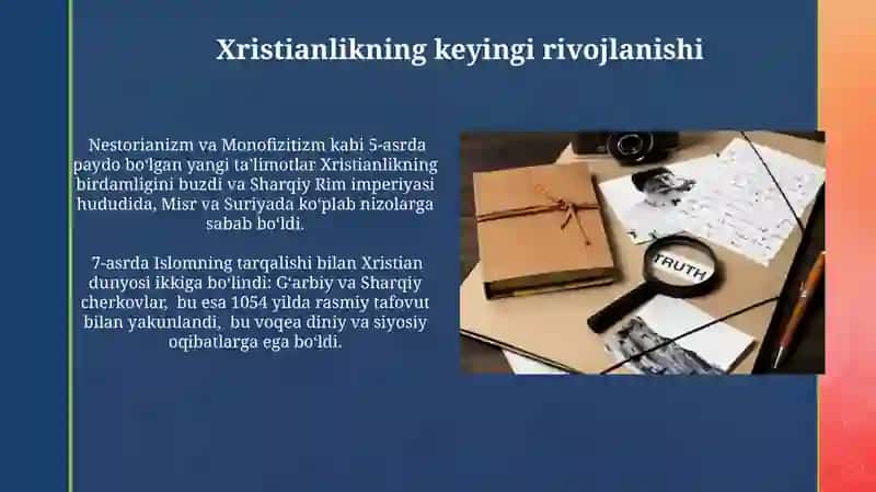 Xristianlikning paydo bo'lishi aqidalari asosiy yo'nalishlari ta'limotlari va manbalari 4