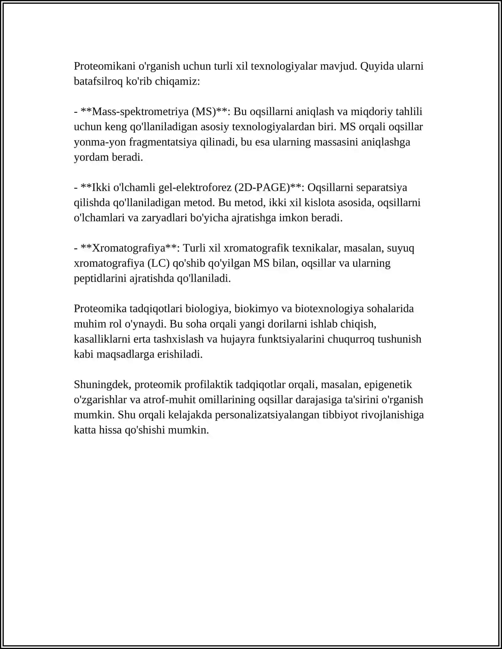 PROTEOMIKA FANI VA UNING ISTIQBOLLARI 4