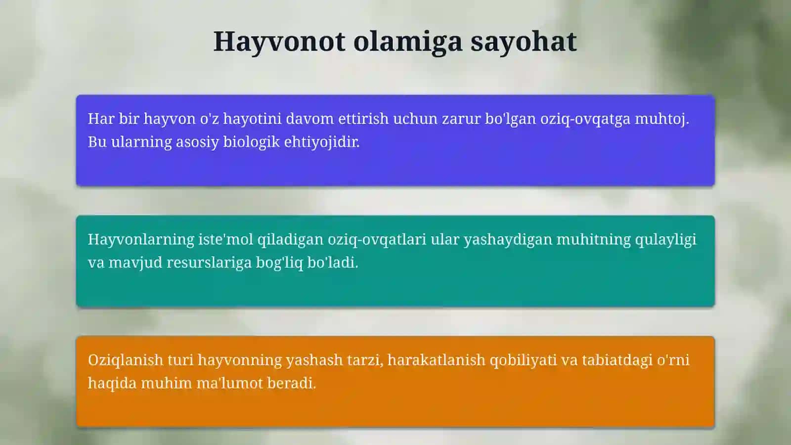 📌 Mavzuni kiriting (4-sinflar uchun Hayvonlarning oziqlanishi 4