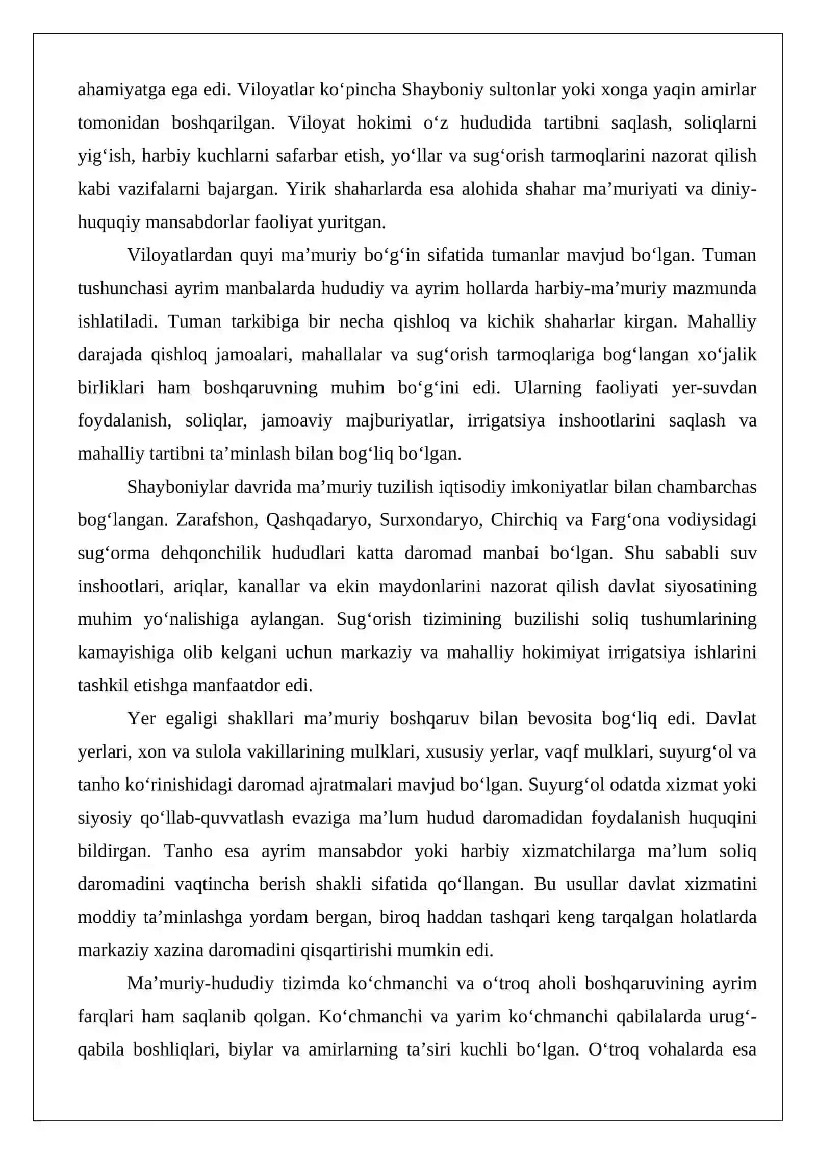 Shayboniylar ma’muriy tuzilishi va davlat boshqaruvi 4