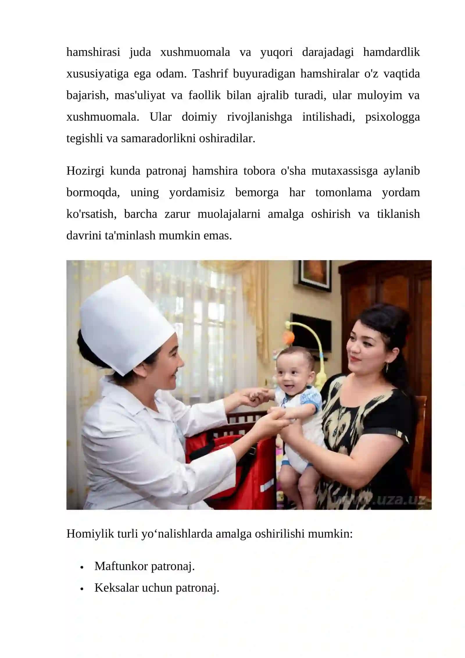PATRANAJ HAMSHIRASINING VAZIFALARI 4