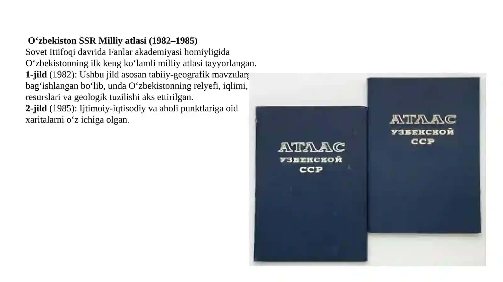 O'zbekistonda atlas kartografiyasining rivojlanish tarixi mustaqillik davrida milliy atlas kartografiyasining shakllanishi 4