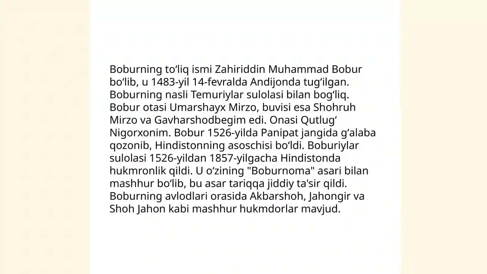 Zahiriddin Muhammad Bobur hayoti va ijodi 4