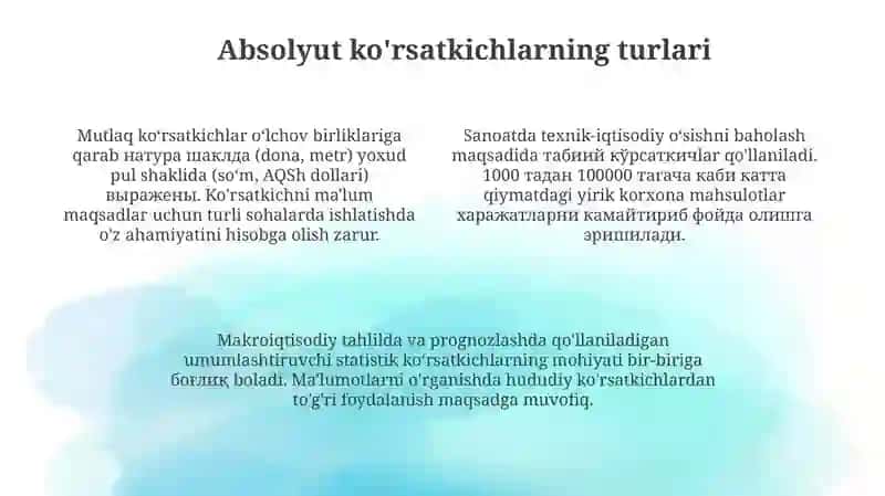 Absolyut va nisbiy ko'rsatkichlar 4