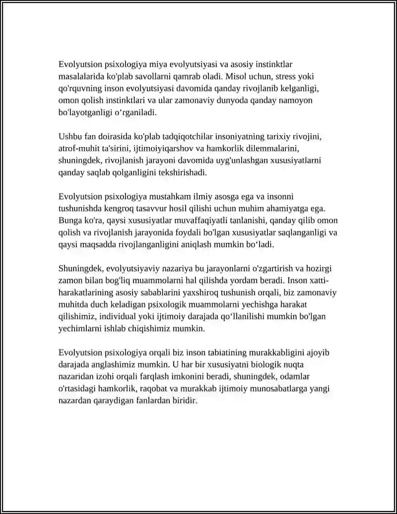 EVOLUTSION PSIXOLOGIYA PSIXOLGIYA SOHASI SIFATIDA 4