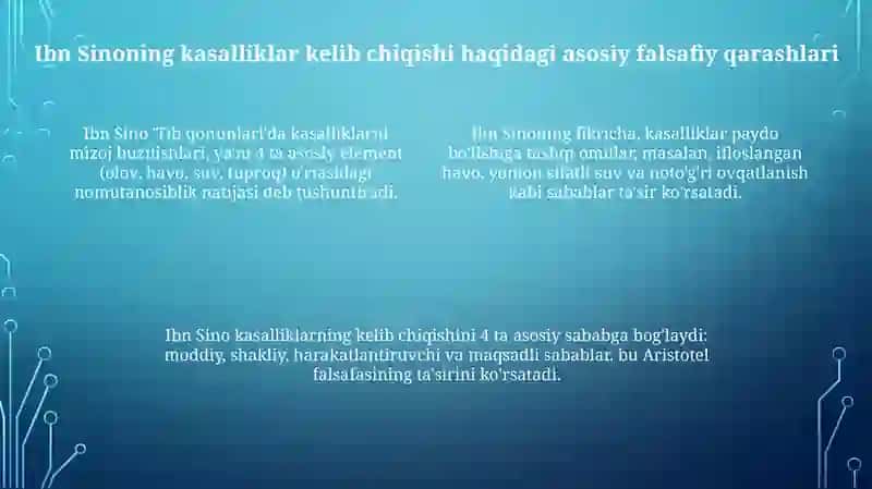 Ibn Sinoning kasalliklar kelib chiqishidagi falsafiy nazariyalari 4