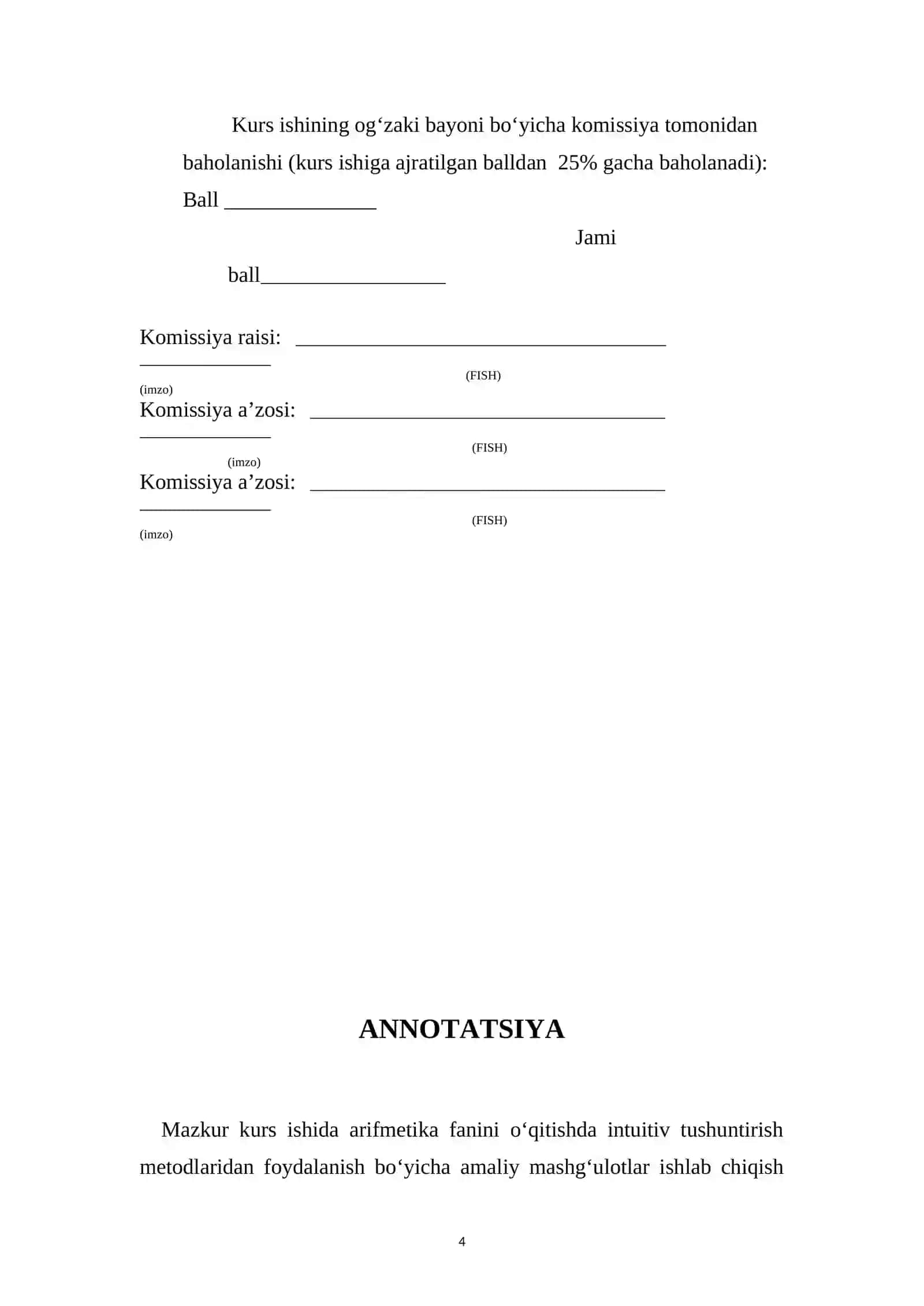 Arifmetikani intuitiv tushuntirish uchun amaliy mashgʻulotlar 4