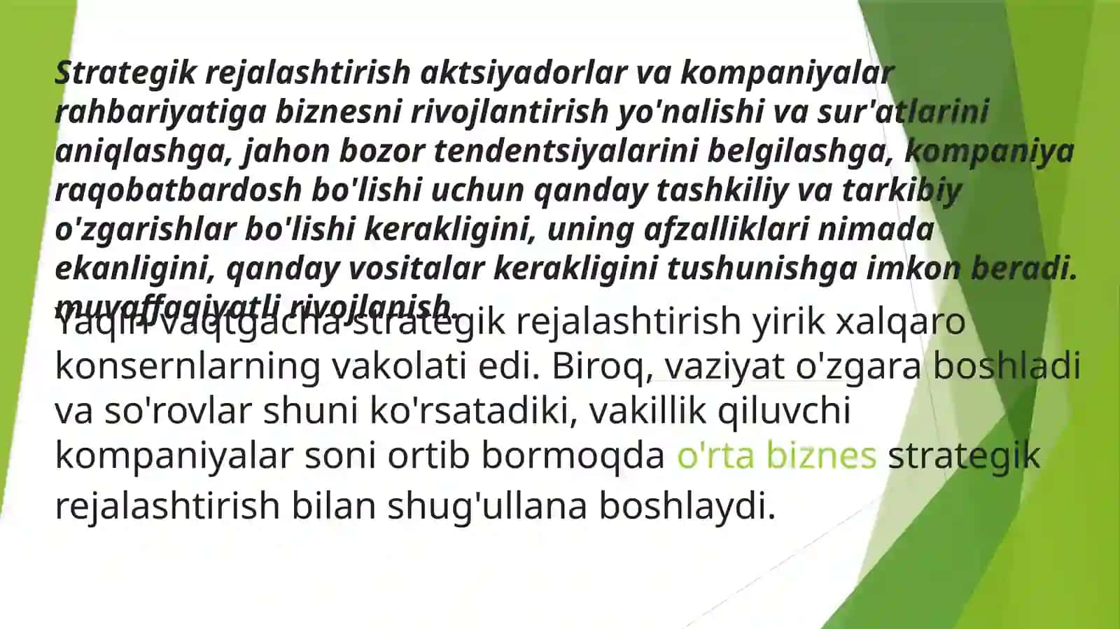 Strategik rejalashtirishning umumiy tasnifi va uning boshqaruvdagi ahamiyati 4