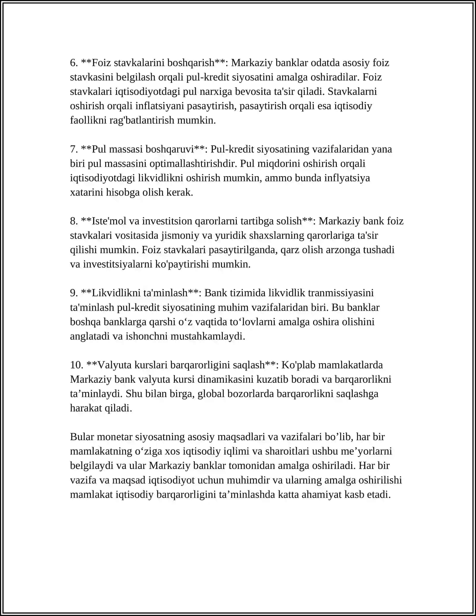 DAVLATNING MONETAR SIYOSATI VA UNING IQTISODIYOTNI TARTIBGA SOLISHDAGI AHAMIYATI 4