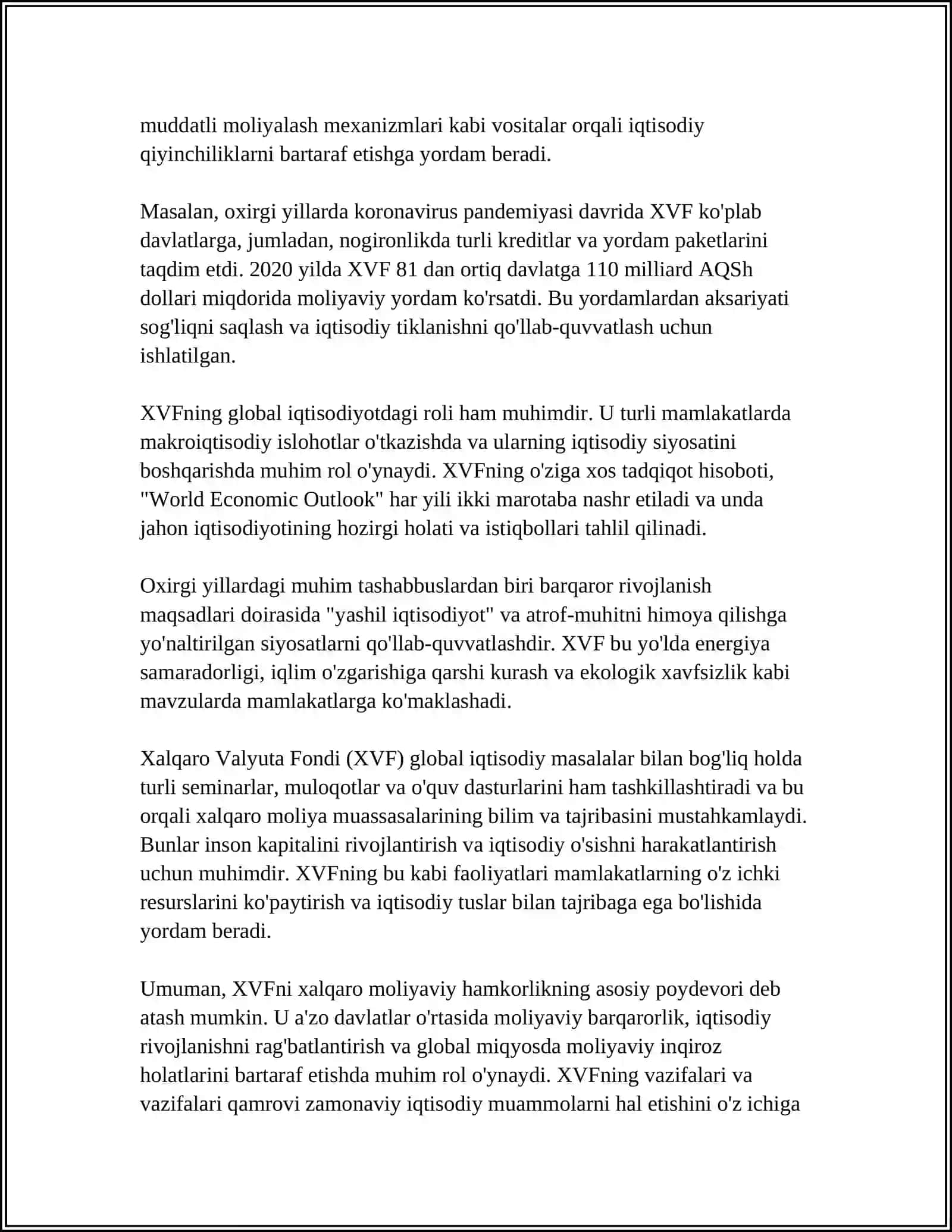 Xalqaro Valyuta Fondi (XVF) 4