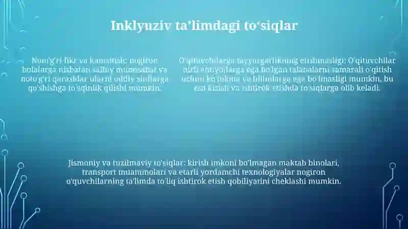 Rivojlanish Muammolari BoʻLgan Bolalar Uchun Inklyuziv TaʼLimni Keng TaʼLimiy Amaliyotiga Joriy Etish Algiritmlari 4