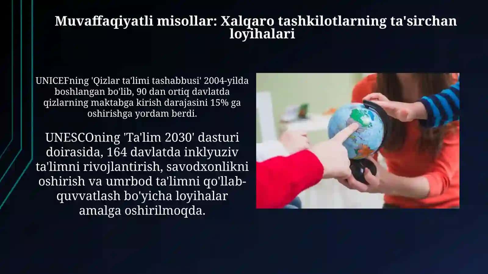 YUNESKO va boshqa xalqaro tashkilotlarning ta’lim sohasini rivojlantirishdagi faoliyati 4