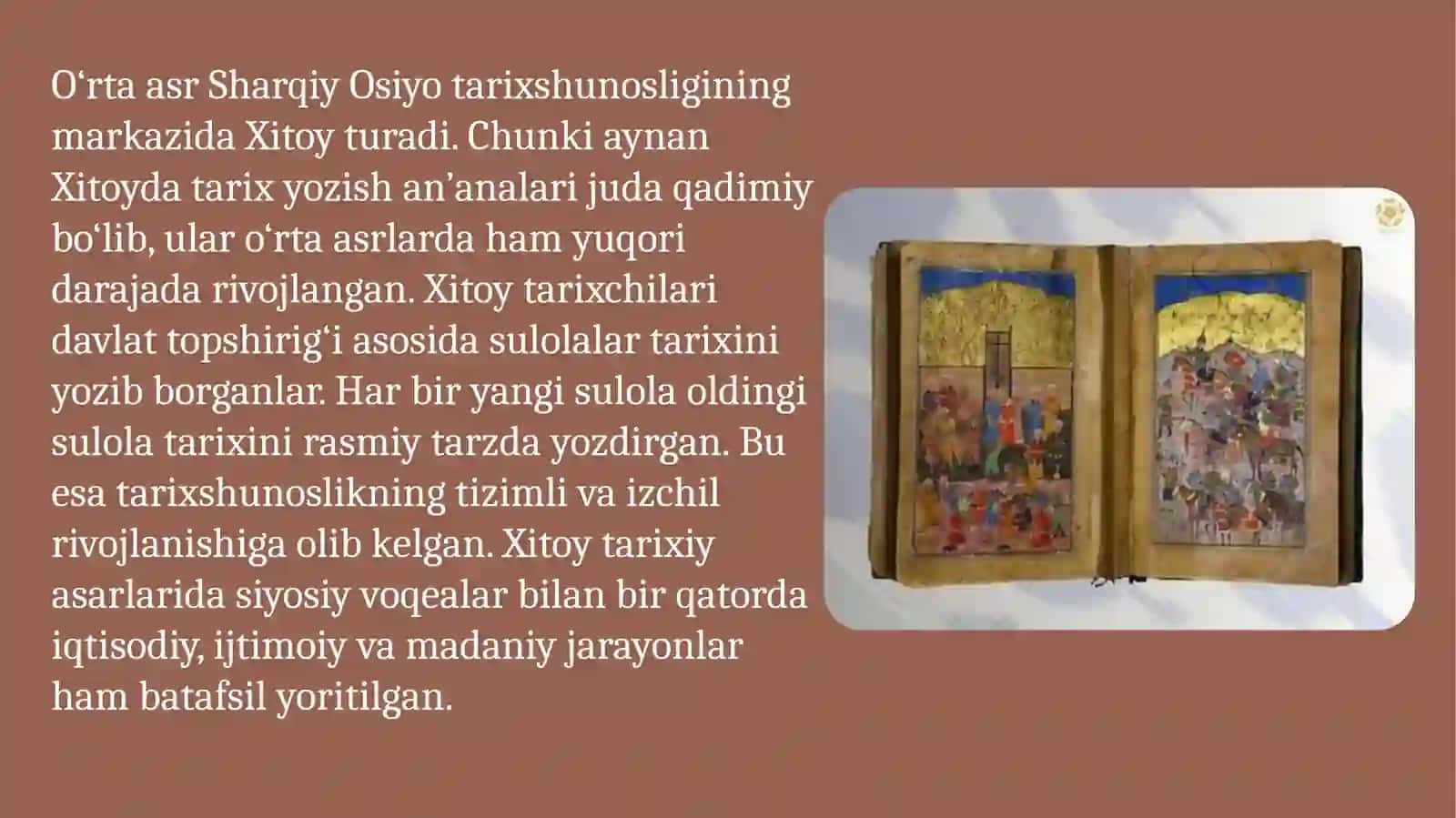 O'RTA ASRLARDA SHARQIY OSIYO TARIXI TARIXSHUNOSLIGI 4