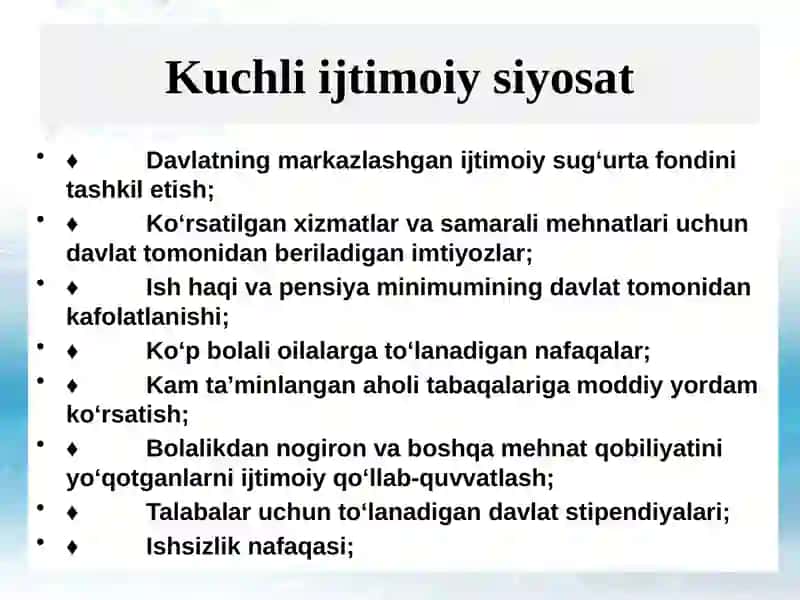 MUSTAQILLIK YILLARIDA O‘ZBEKISTONDAGI IJTIMOIY-IQTISODIY O’ZGARISHLAR 4