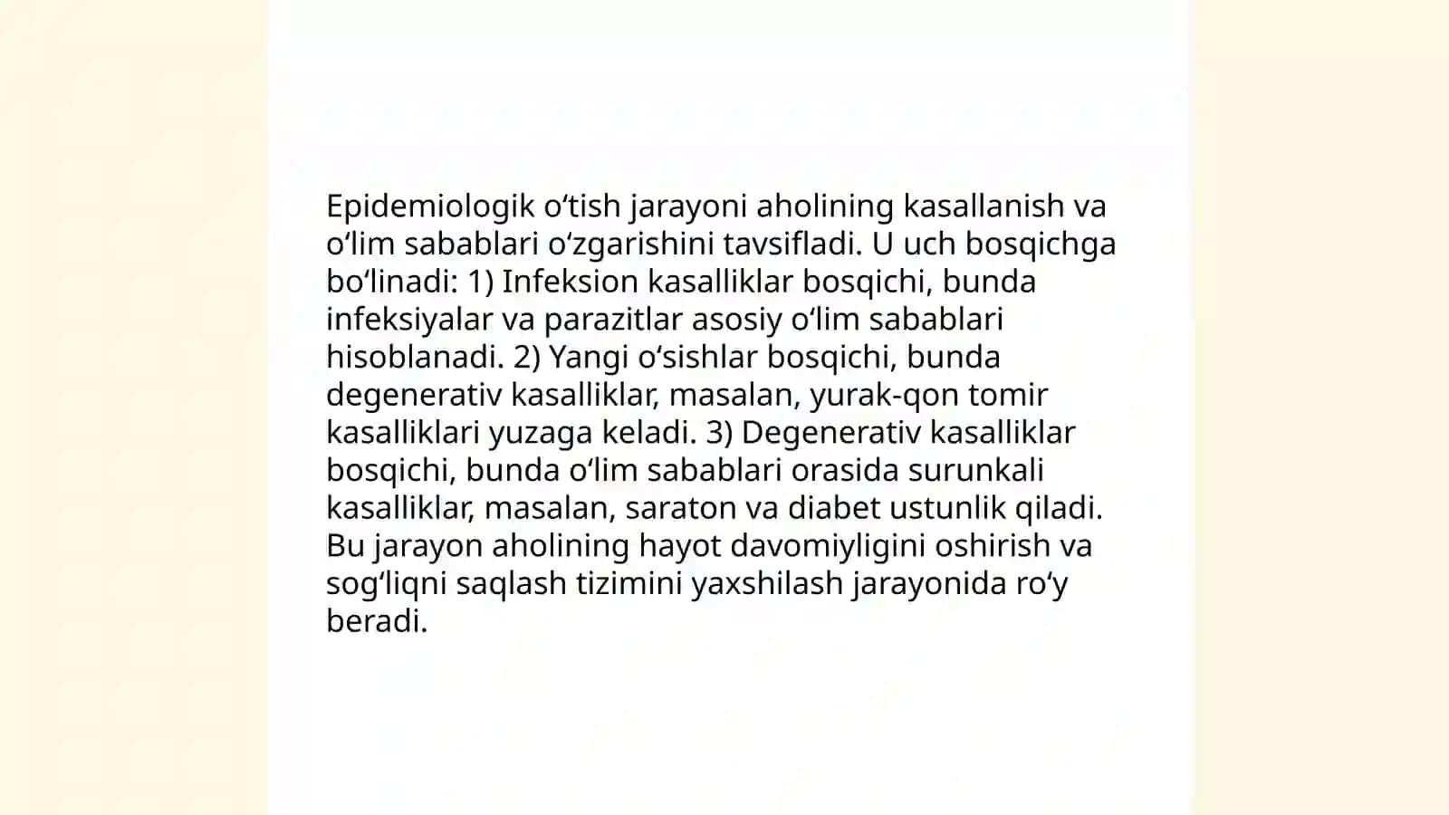 Dunyo aholisi ólimi sabablari va epidemiologik ótish 4