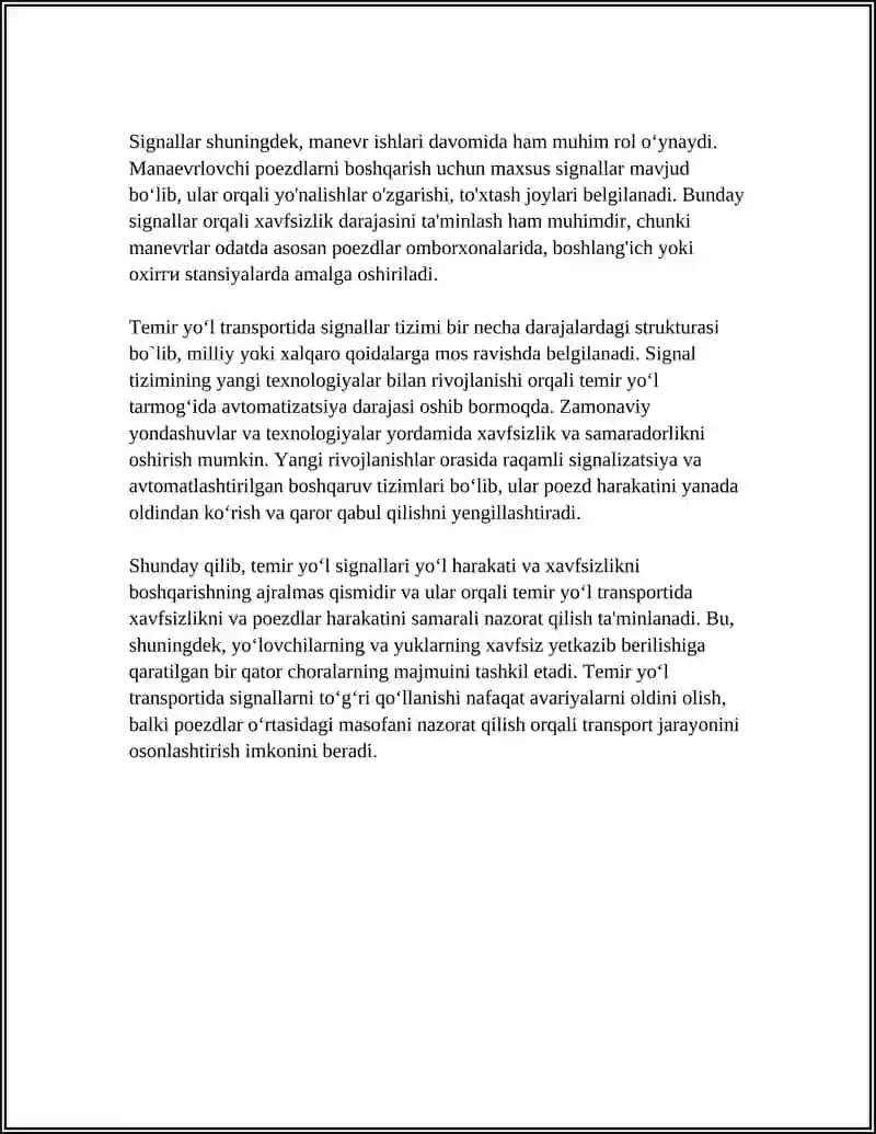 TEMIR YO`L TARNSPORTINING POYEZDLAR HARAKATI VA MANYOVR ISHLARIDA QO`LLLANILADIGAN SIGNALLAR 4