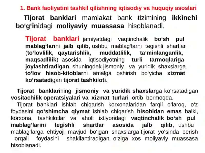 TIJORAT BANKLARI VA ULARNING FUNKTSIYALARI 4