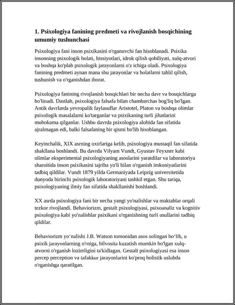 Psixologiya fanining predmeti va rivojlanish bosqichi 4