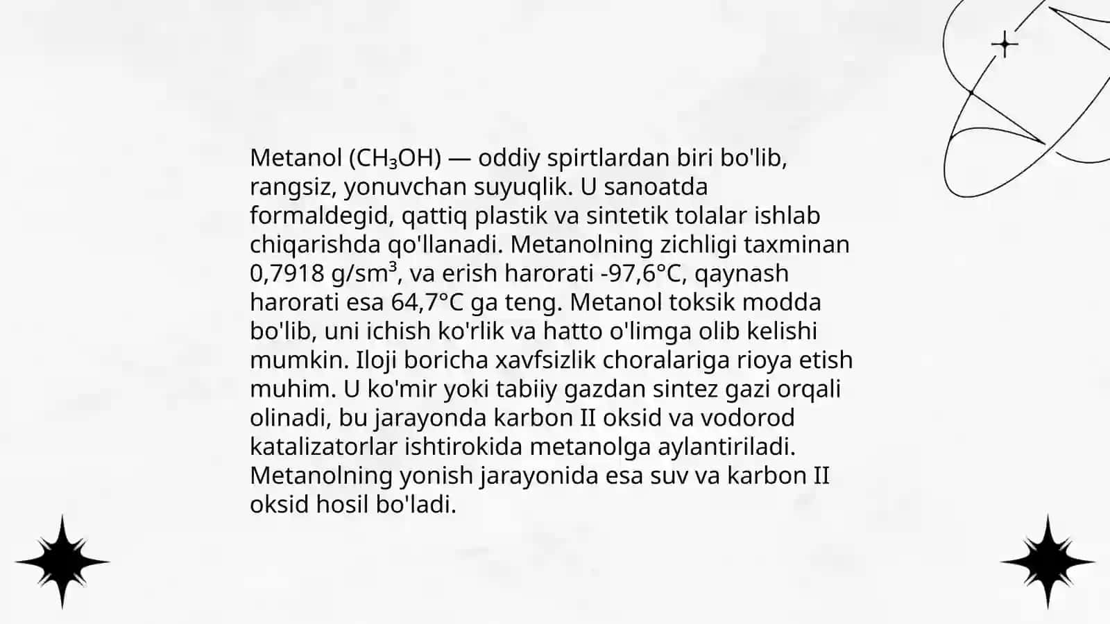 To’yingan bir atomli spirtlarning olinishi, xossalari va ishlatilishi 4