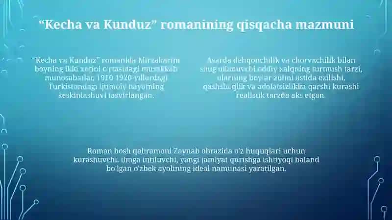Cholpon "Kecha va Kunduz" romani, "Qor qo'lida lola" hikoyasi 4