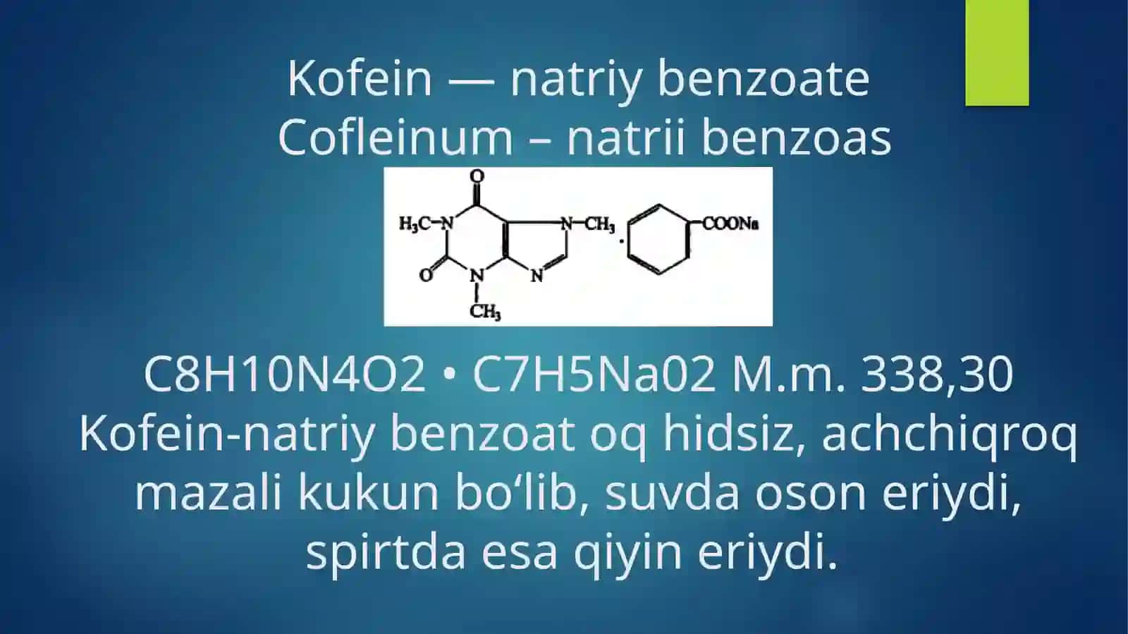 Purin hosilalari kofein kofein natriy benzanat eufillin tasnifi 4