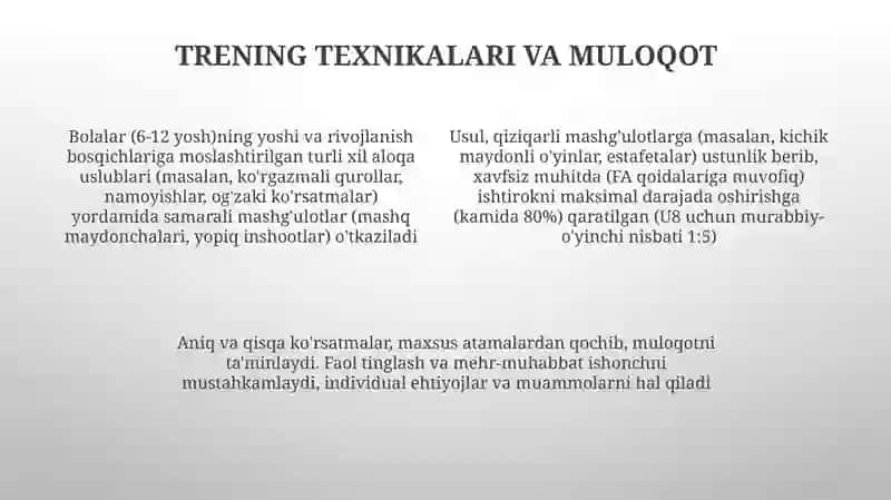 Bolalarga futbolni o'rgatish metodikasi 4