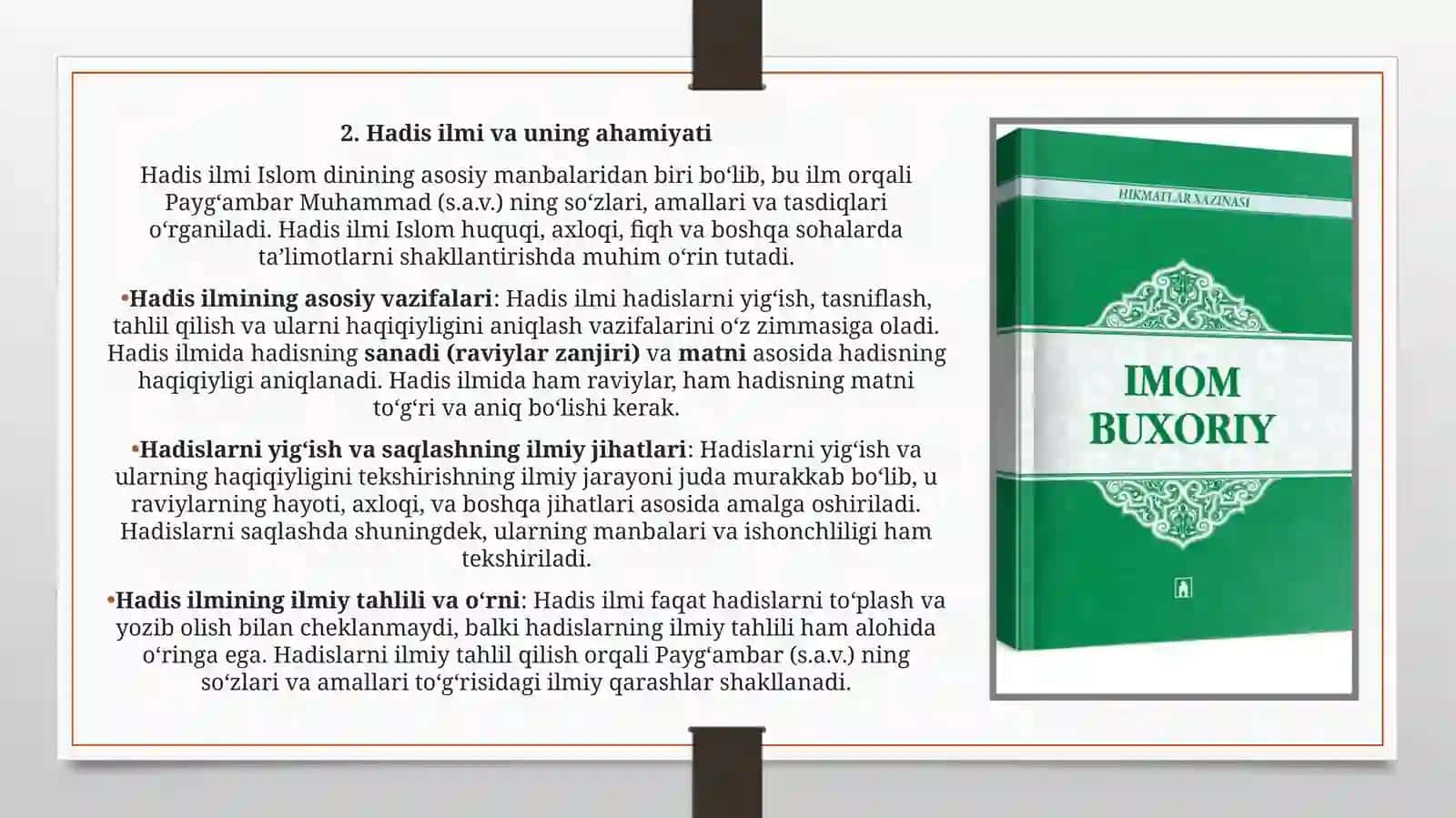 Imom Buxoriy va Imom Termiziyning hadis ilmiga qo‘shgan hissalarini qiyosiy tahlili 4