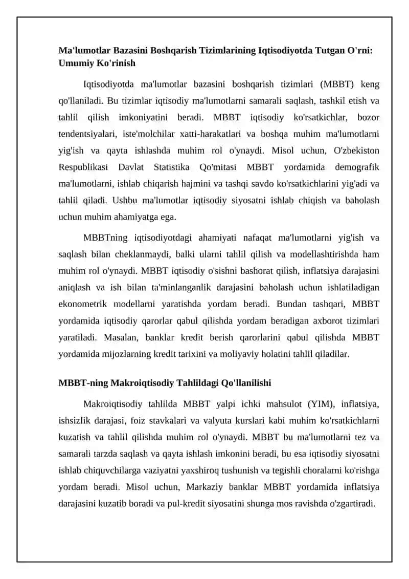 Iqtisodiyotda malumotlar bazasini boshqarish tizimlaridan foydalanish 4