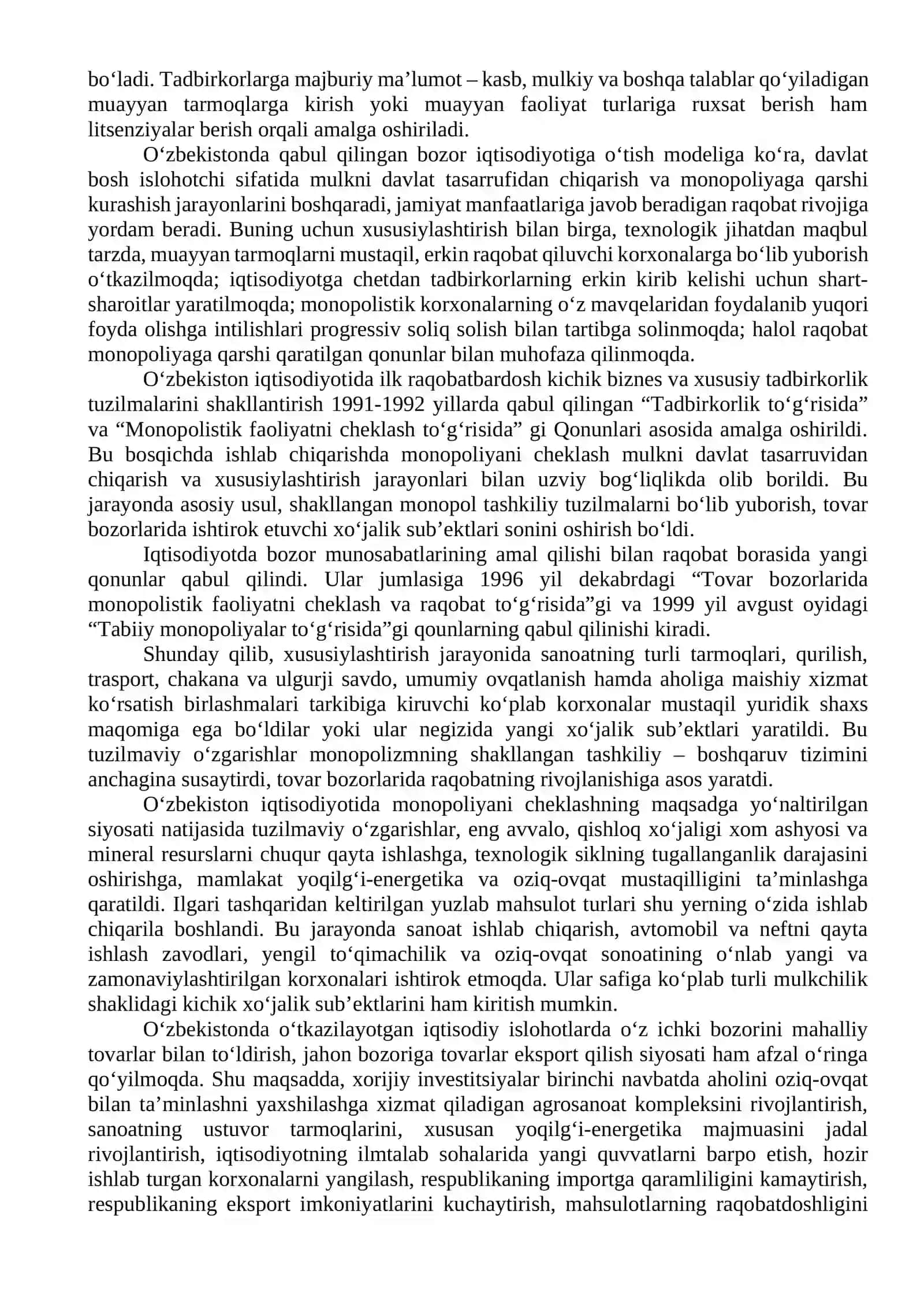 Iqtisodiyotni erkinlashtirish va modernizatsiyalash sharoitida kichik biznes va xususiy tadbirkorlik korxonalarini raqobatbardoshligini oshirish mexanizmlari 4