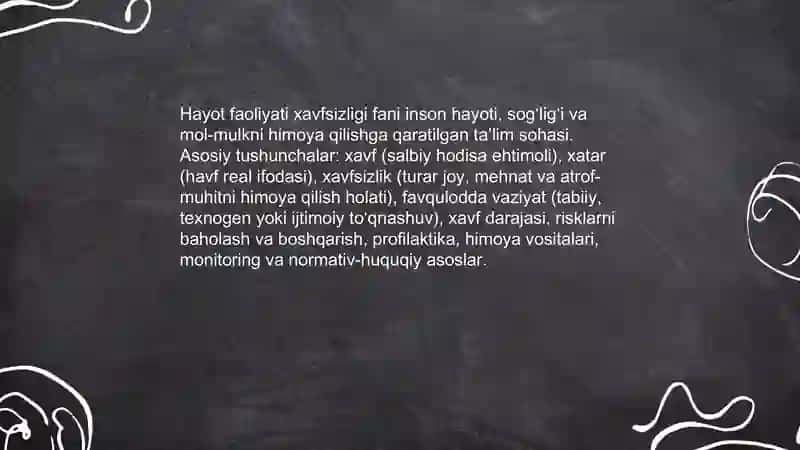 Hayot faoliyati xavfsizligi 4