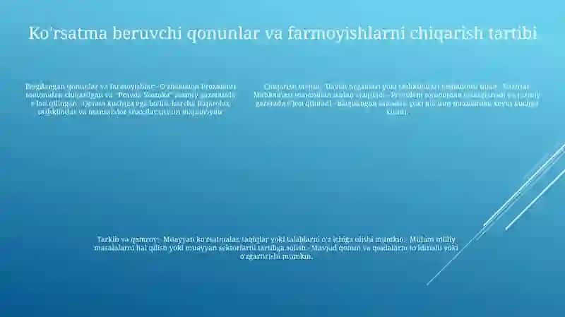 O‘Zr Prezidentining Retsepturaga Asoslangan Qonun Va Farmoyishlari 4