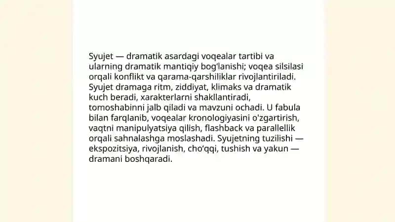 Dramatik asarda mazmun, syujet, fabula 4