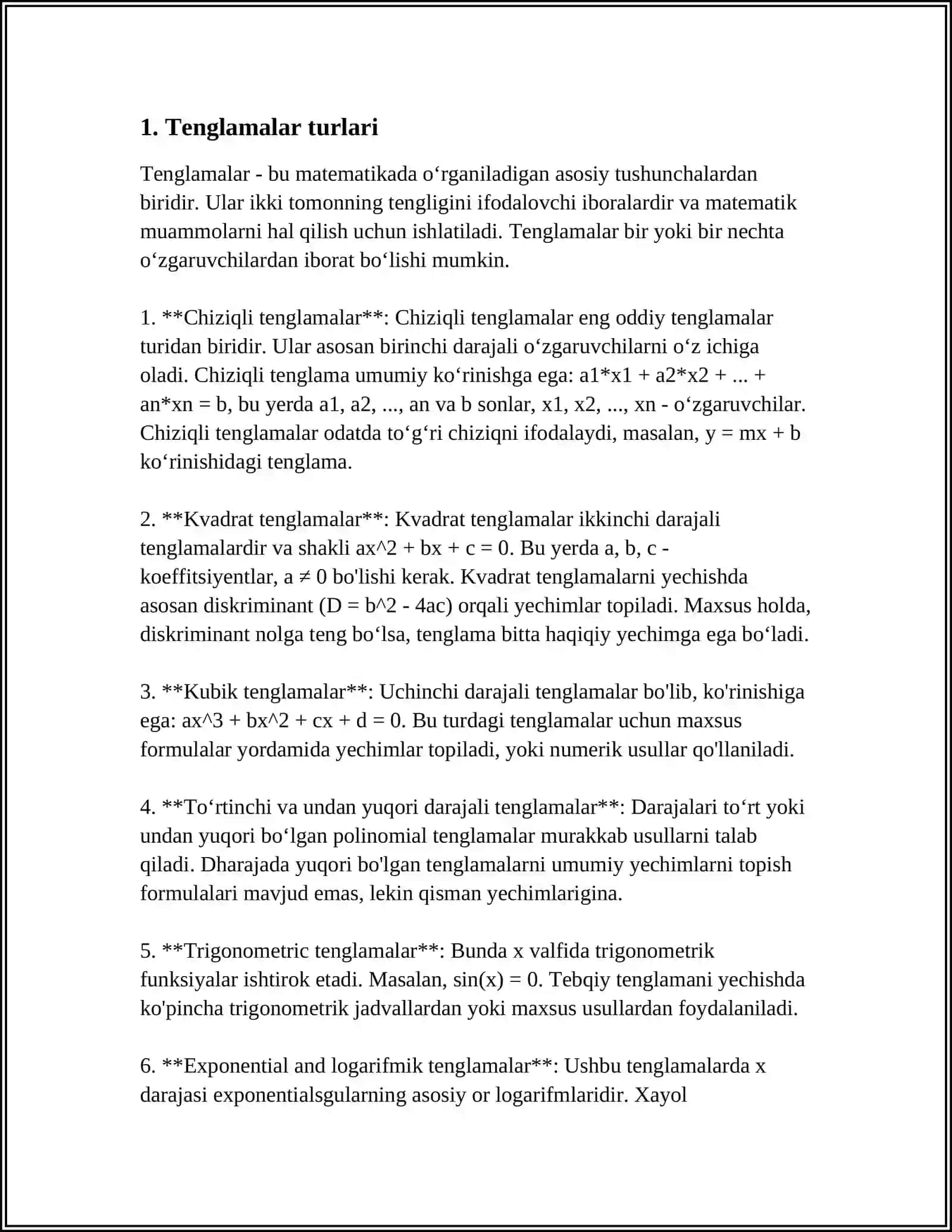 TENGLAMALAR VA ULARNI YECHISHGA O'RGATISH USULLARI 4