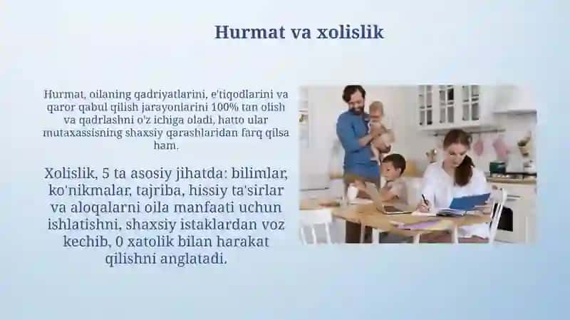 Oila bilan ishlashning axloqiy tamoyillari 4