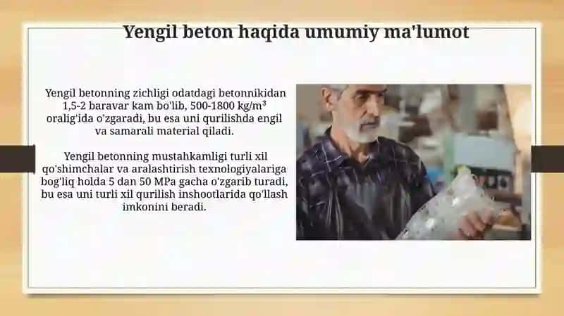 Yengil beton ishlab chiqarishda sanoat chiqindilaridan foydalanish 4