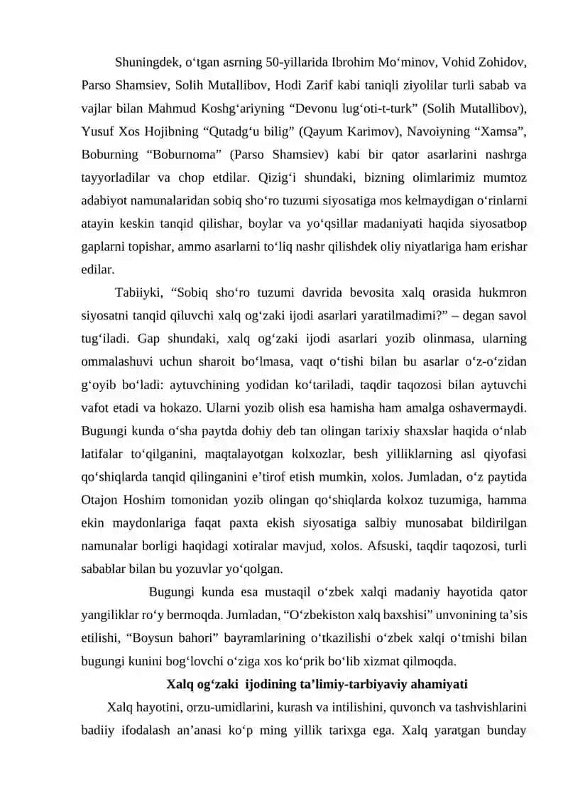 Xalq og‘zaki ijodi xalq qadriyatlarining tarkibiy qismi sifatida 4