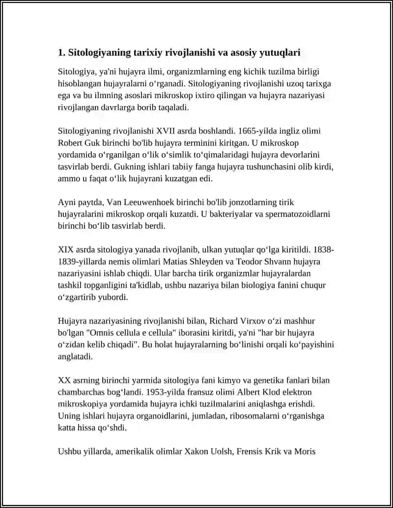 BUGUNGI KUNDA SITOLOGIYA FANINING YUTUQLARI, MUAMMOLARI VA ISTIQBOLI 4