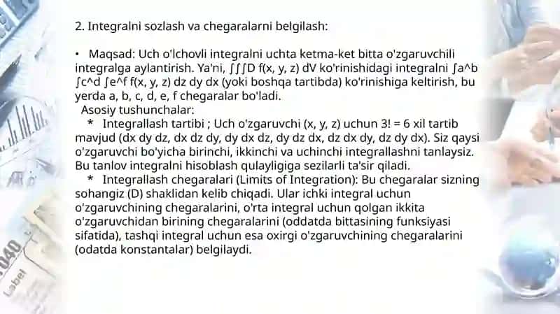 Uch o‘lchovli integralni hisoblash 4