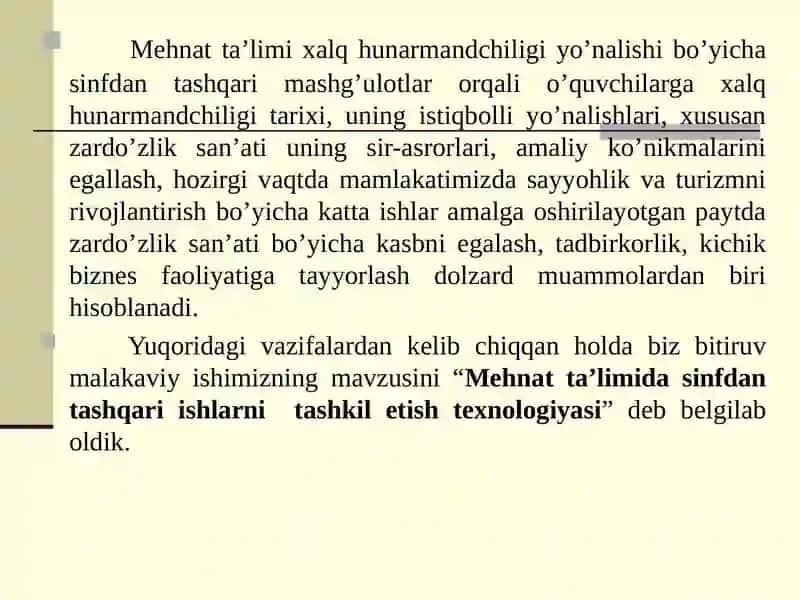 MEHNAT TA’LIMIDA SINFDAN TASHQARI ISHLARNI TASHKIL ETISH TEXNOLOGIYASI 4