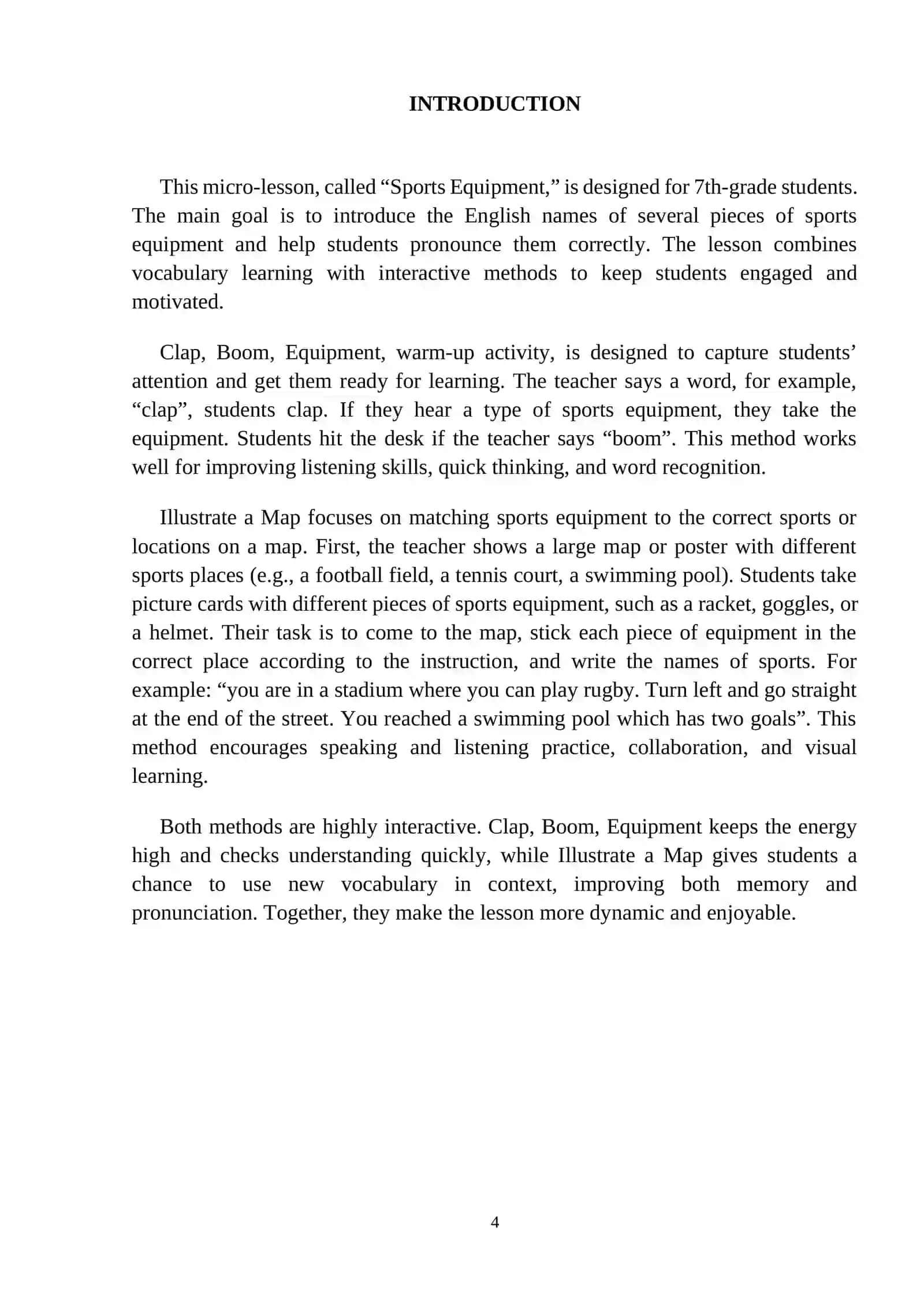 "Sports Equipment" mavzusini "Illustrating a Map" usuli yordamida orgatishning uslubiy jihatlari 4