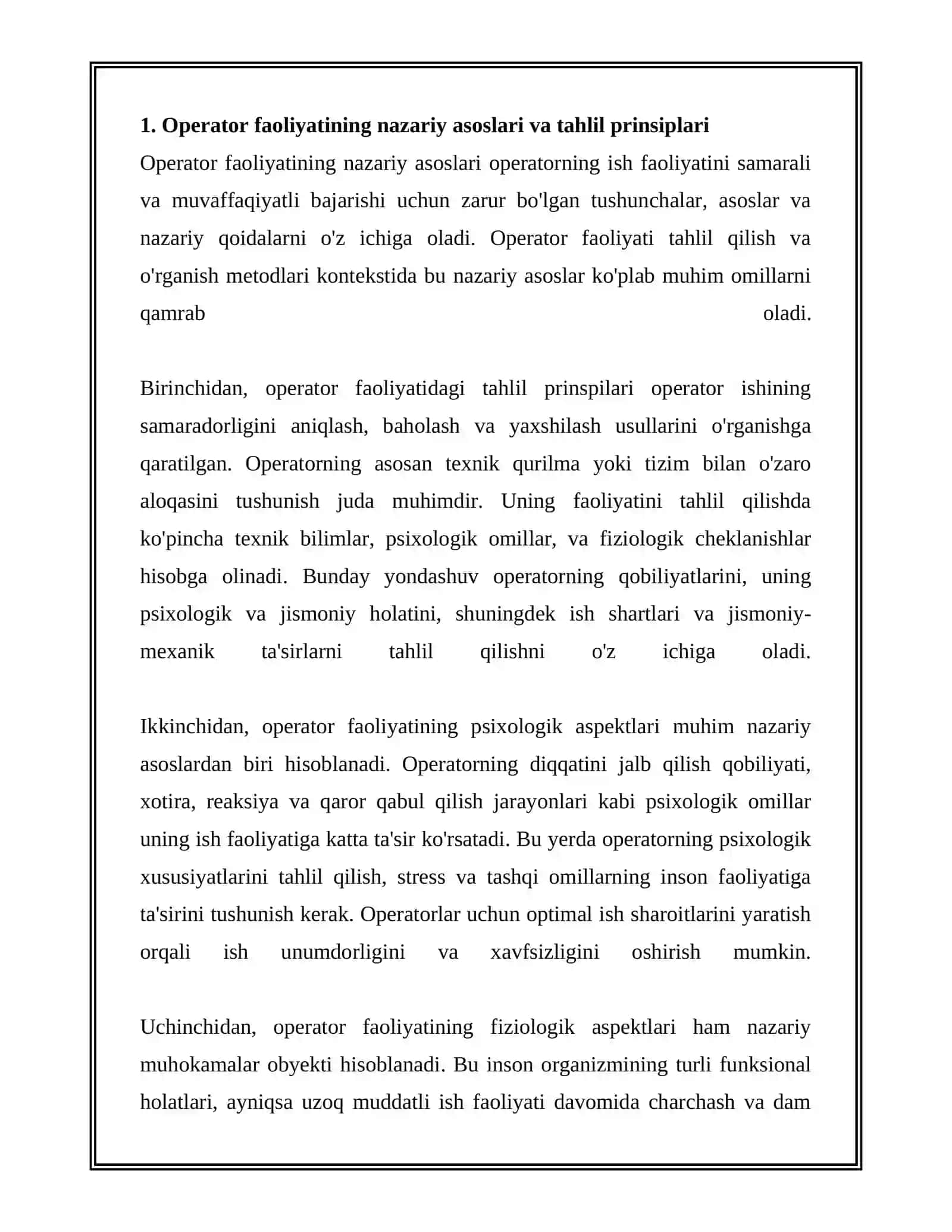 Operator faoliyatining organish usullar 4