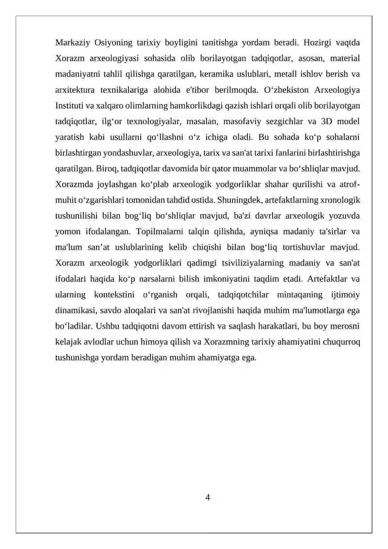 QADIMGI XORAZM ARXEOLOGIK YODGORLIKLARIDA MA'DANIYAT VA SAN'AT 4