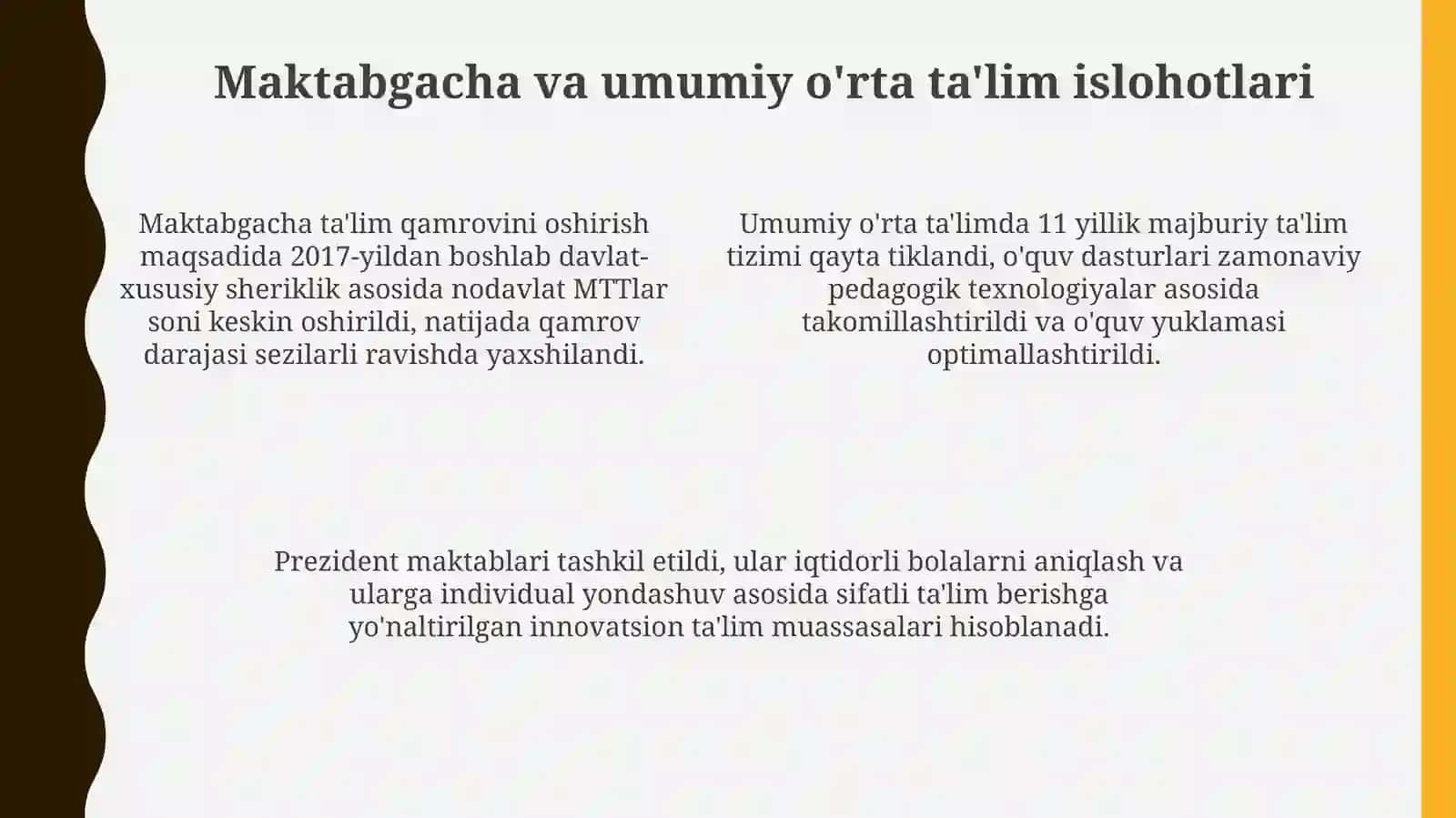 Ta'lim sohasidagi islohotlar 4