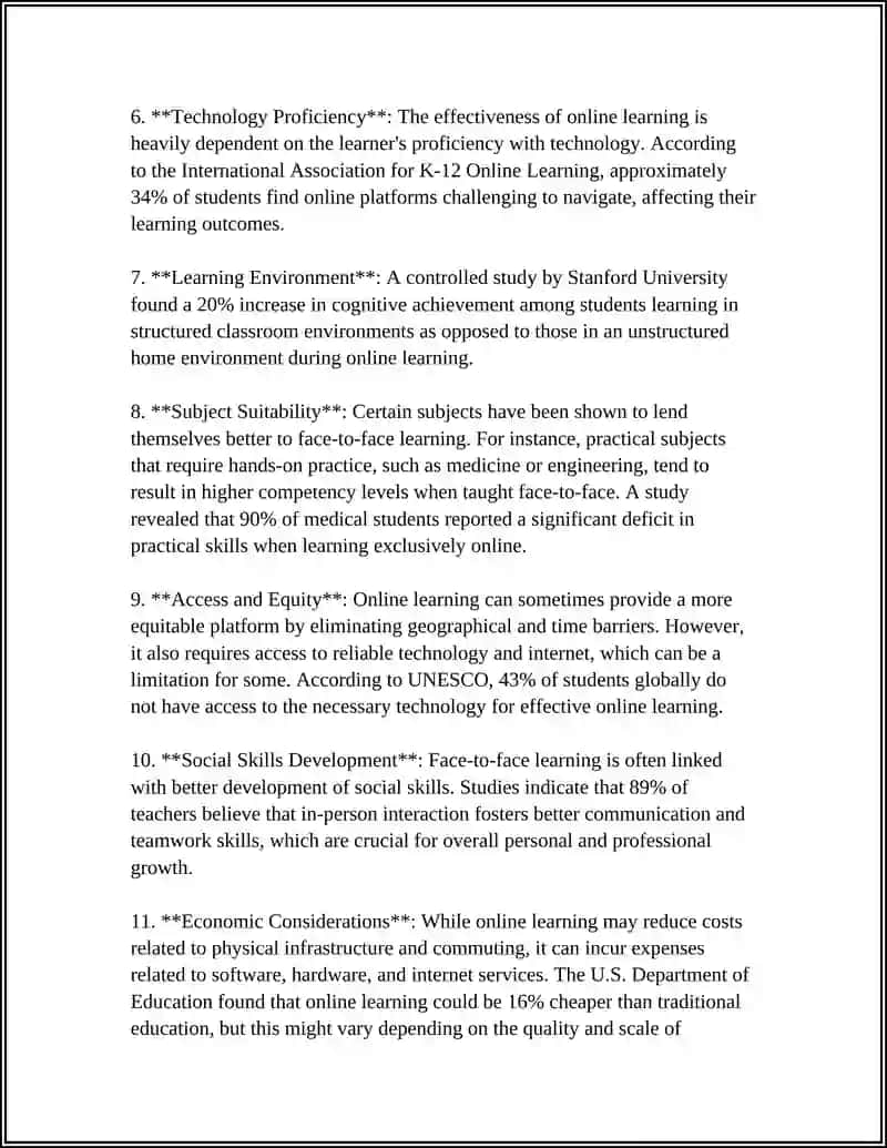 Effectiveness of Face-to-Face Learning vs. Online Learning 4