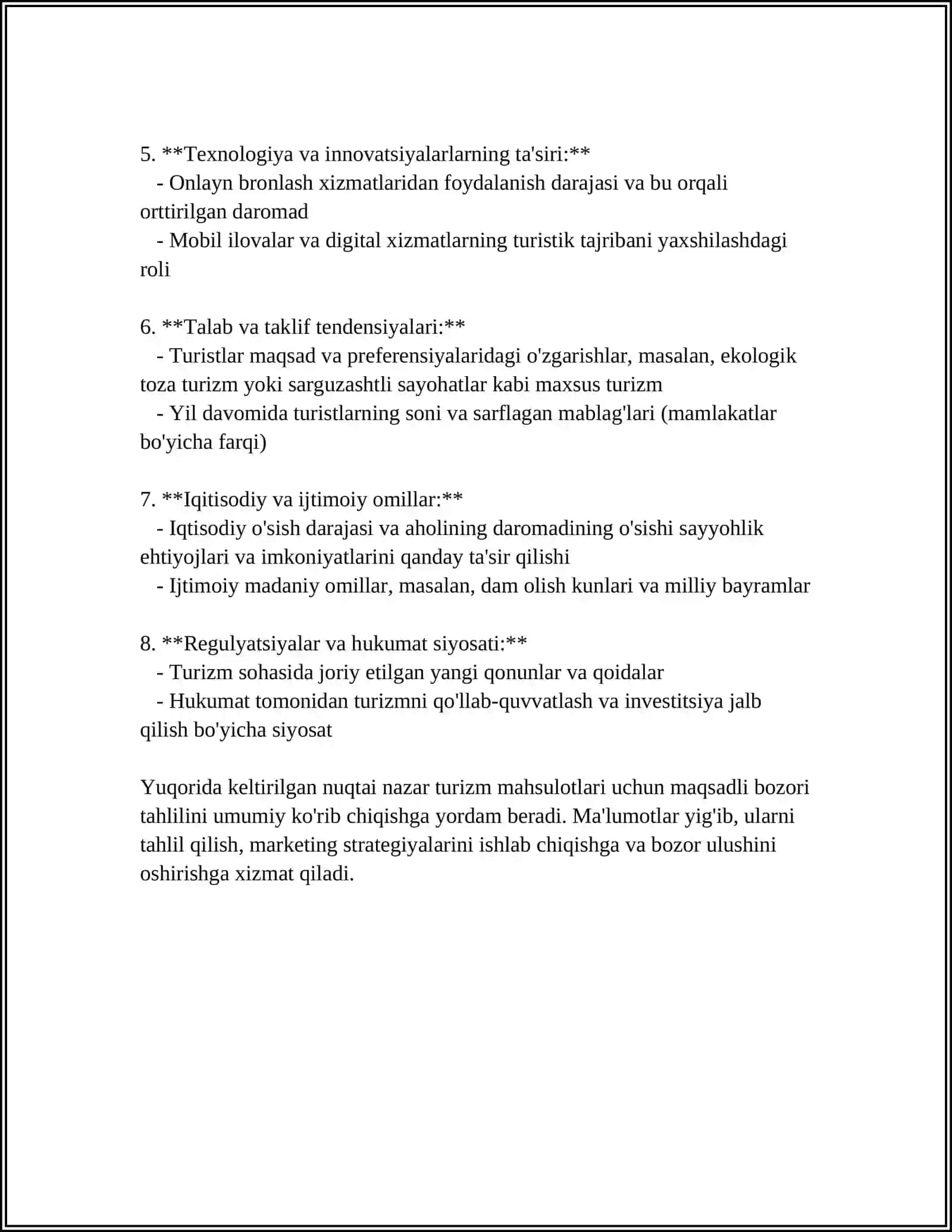 Turistik Mahsulotlar Uchun Maqsadli Bozori Tahlili 4