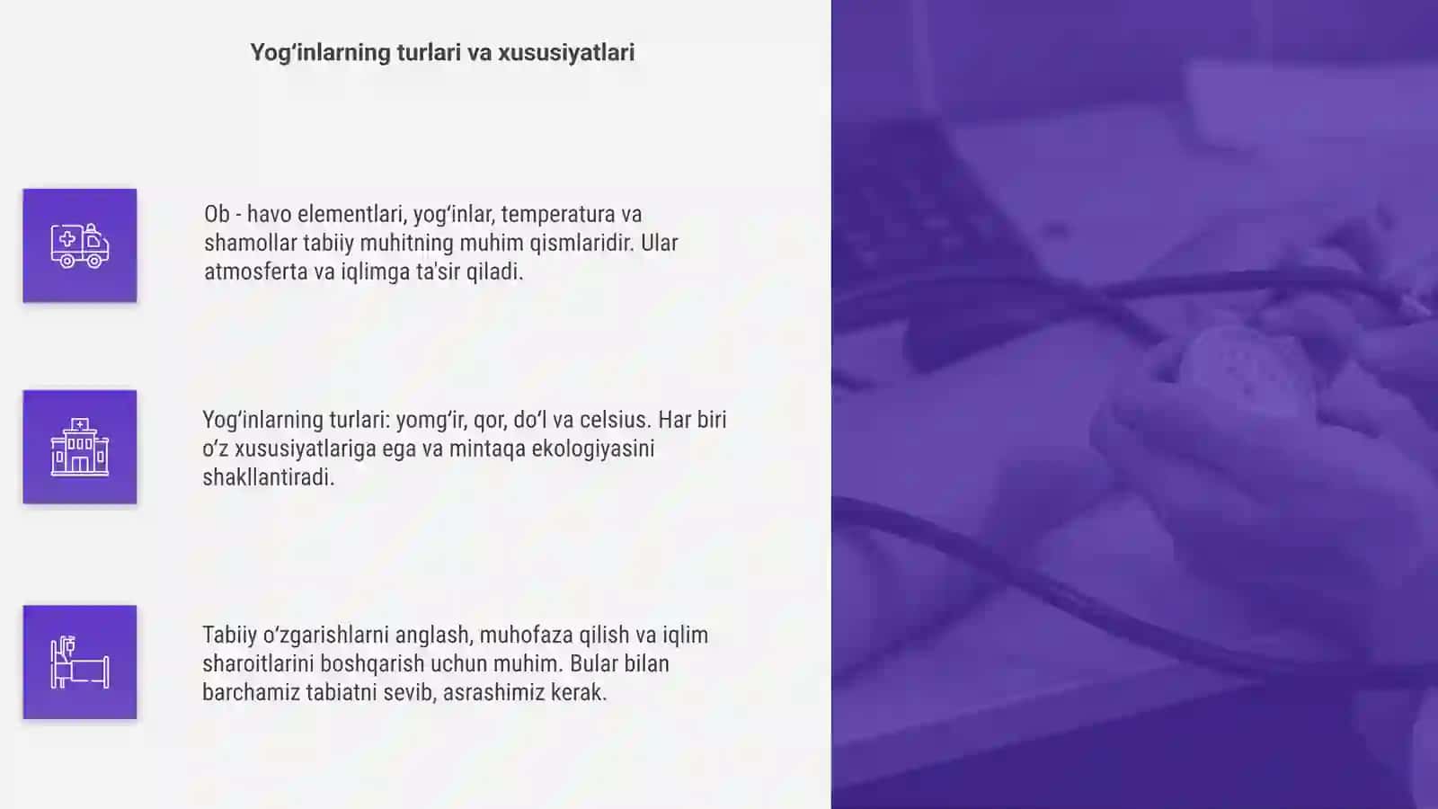 Ob-havo elementlari, yog‘inlar, harorat, shamollar va ulardagi tabiiy o‘zgarishlarni anglash 4