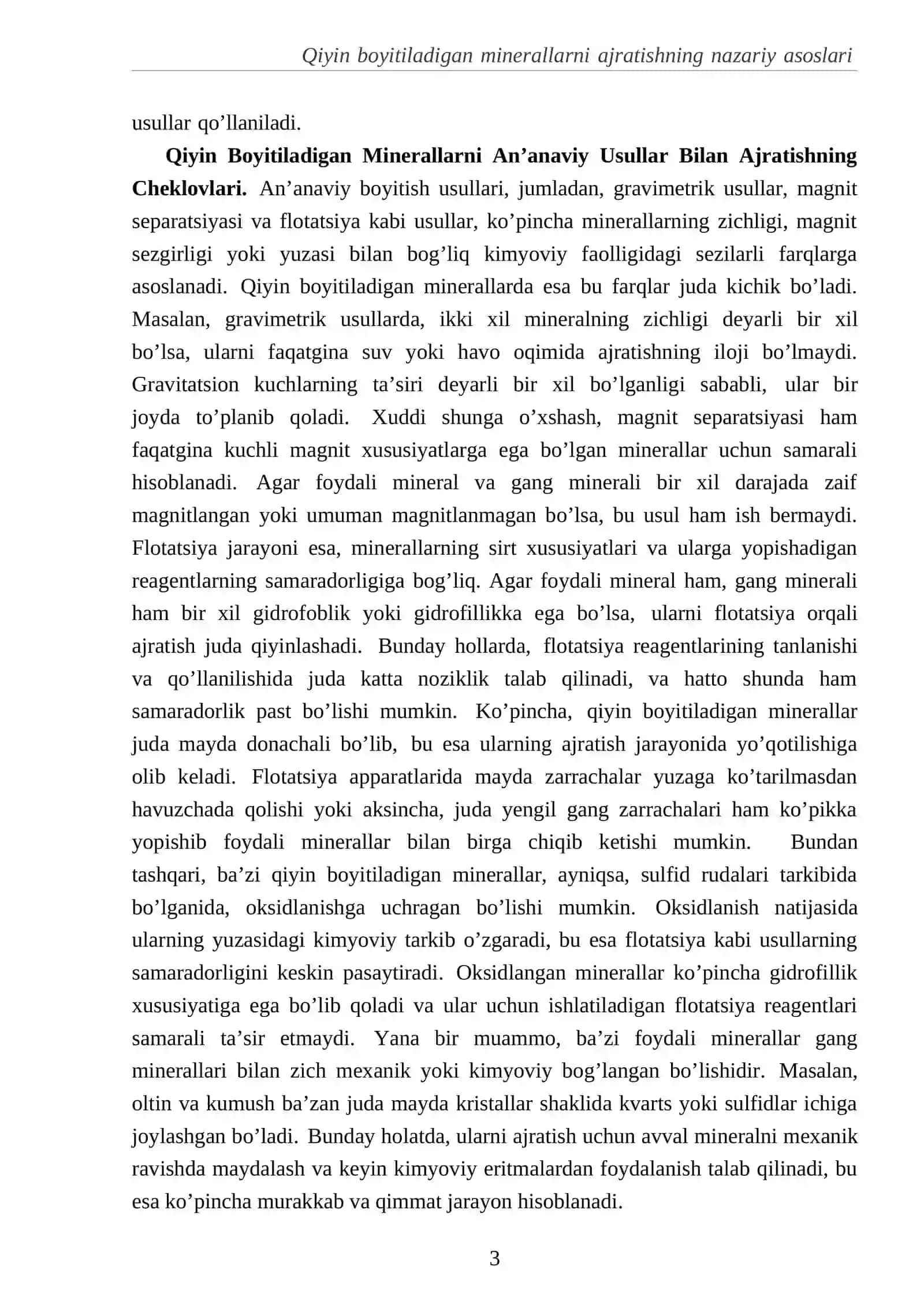 Foydali qazilmalarni boyitish va qayta ishlash asoslari fanidan Zichligi yuqori bo’lgan minerallarni boyitish usullari 4