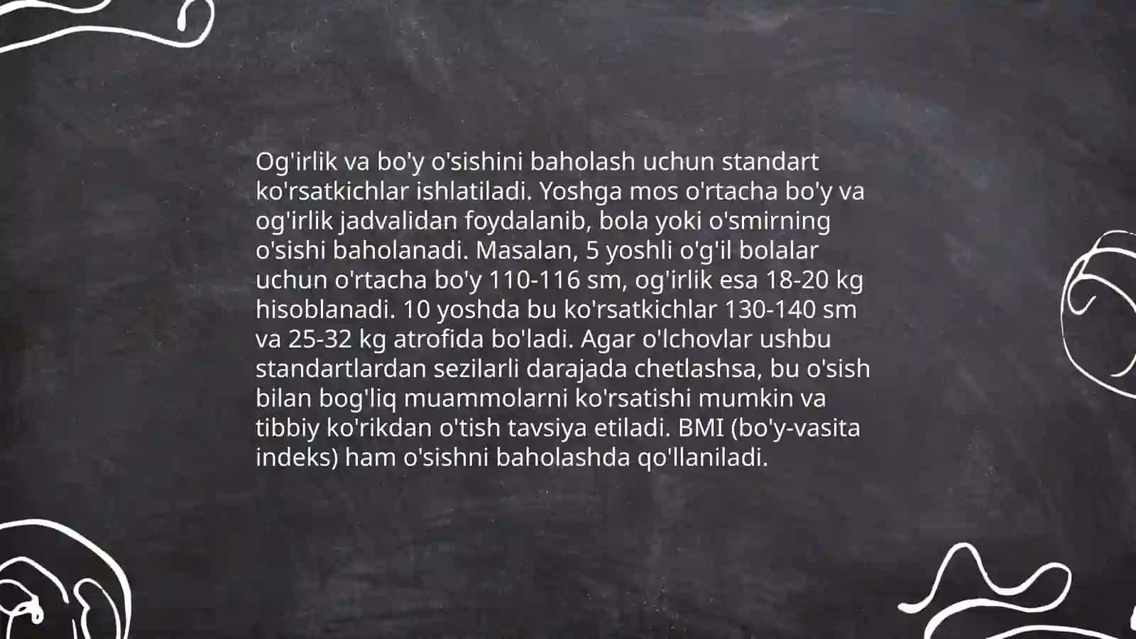 Bolalar va o'smirlar uchun jismoniy rivojlanish mezonlari 4