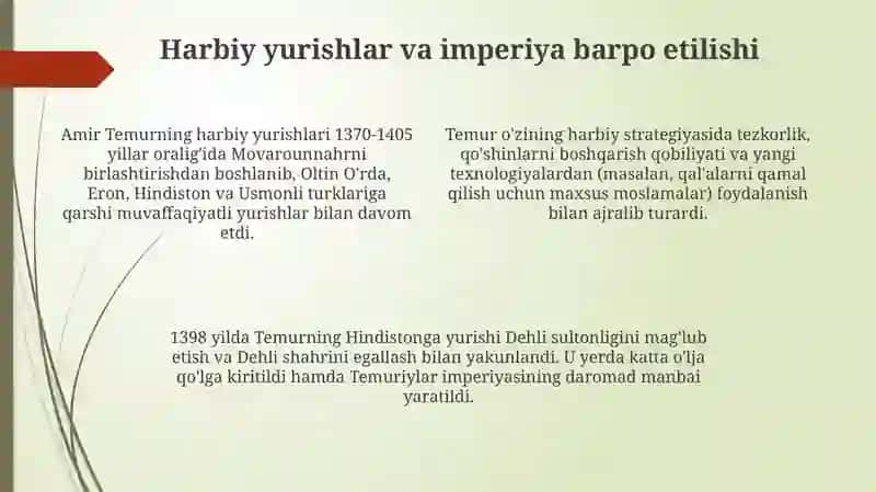 Amir Temur: Hayoti, Harbiy Faoliyati va Davlatchilik Asoslari 4