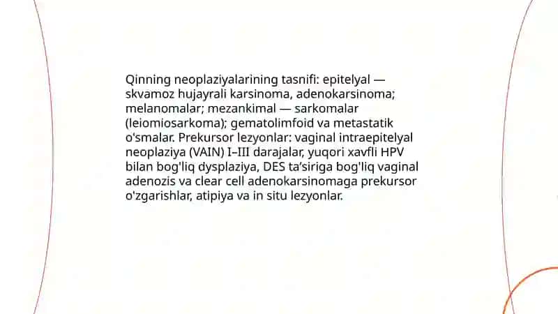 Vulva, qin, bachadon bo'yni va tanasining neoplaziyalari 4